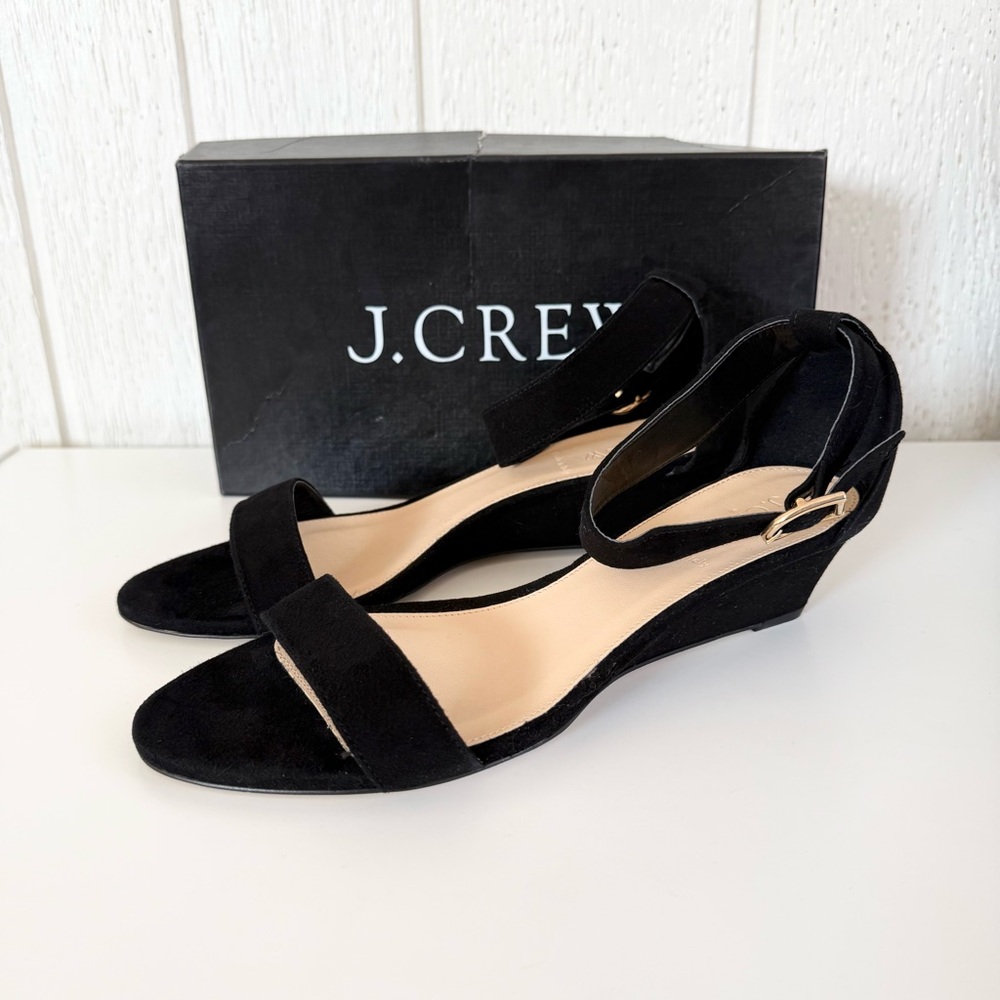 J.Crew Black Suede Lillian Wedges - Made in Italy - Size 9
